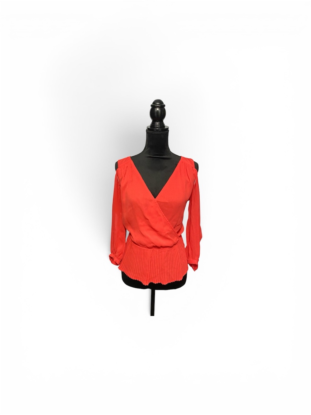 bebe Red Cold-Shoulder Wrap Blouse